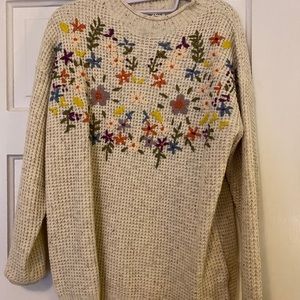 Hand stitched flower sweater